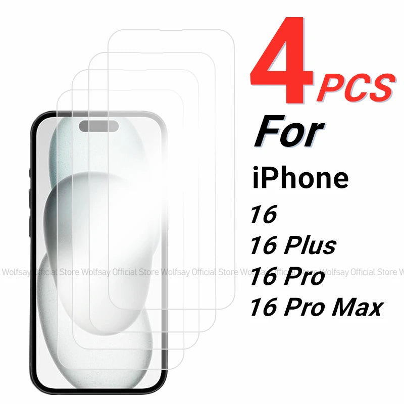 2/4PCS Screen Protector for 16 Tempered Glass for 16 plus 16 Pro Max Full Glue Cover Protector Glass for 16